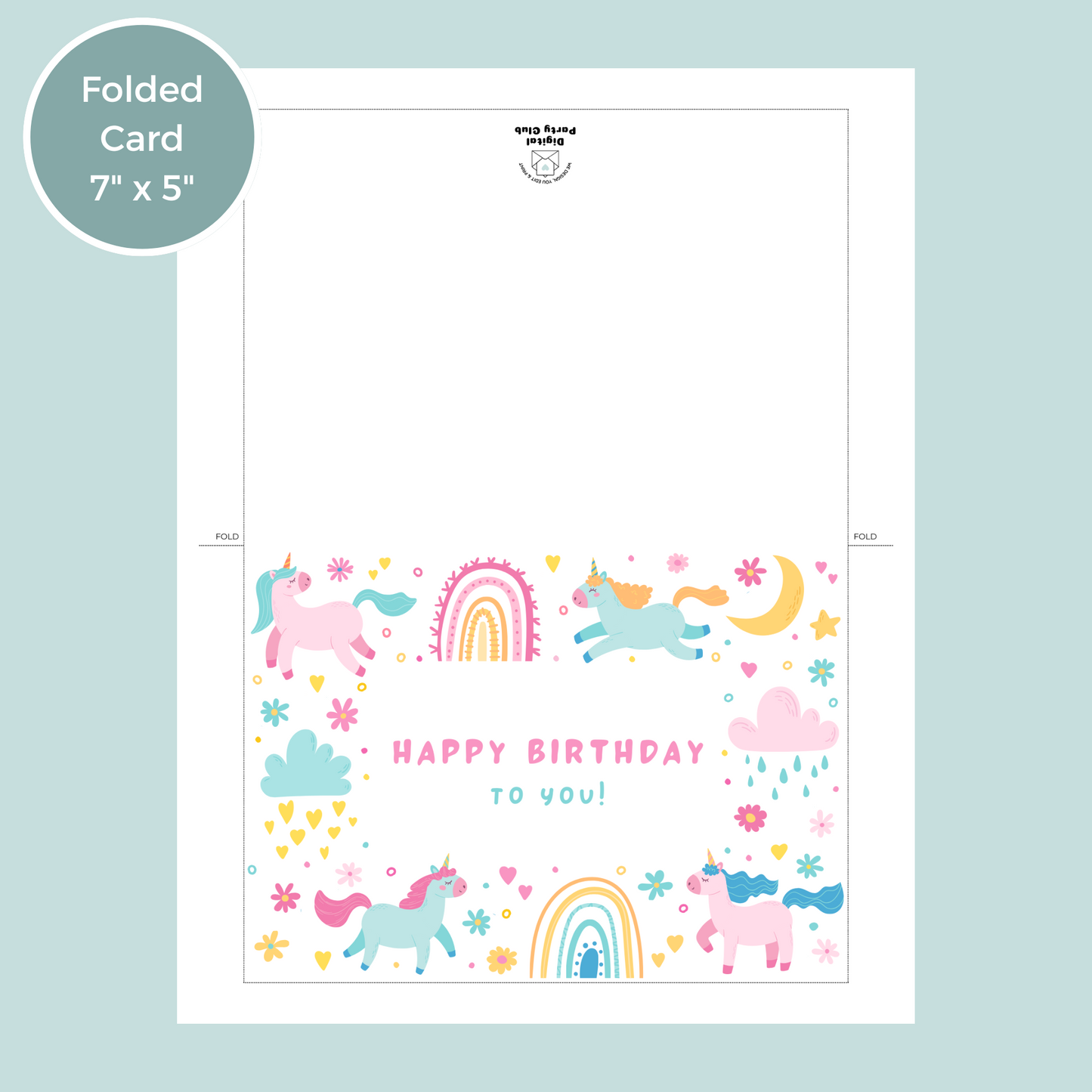 Printable Birthday Card - Unicorn