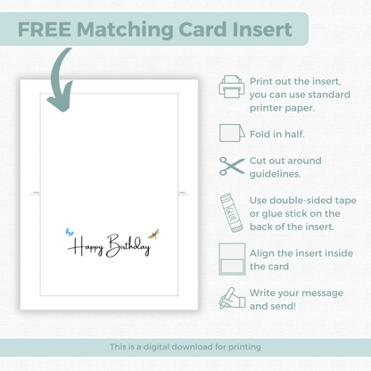 Printable Birthday Card - Pretty Blue Flowers