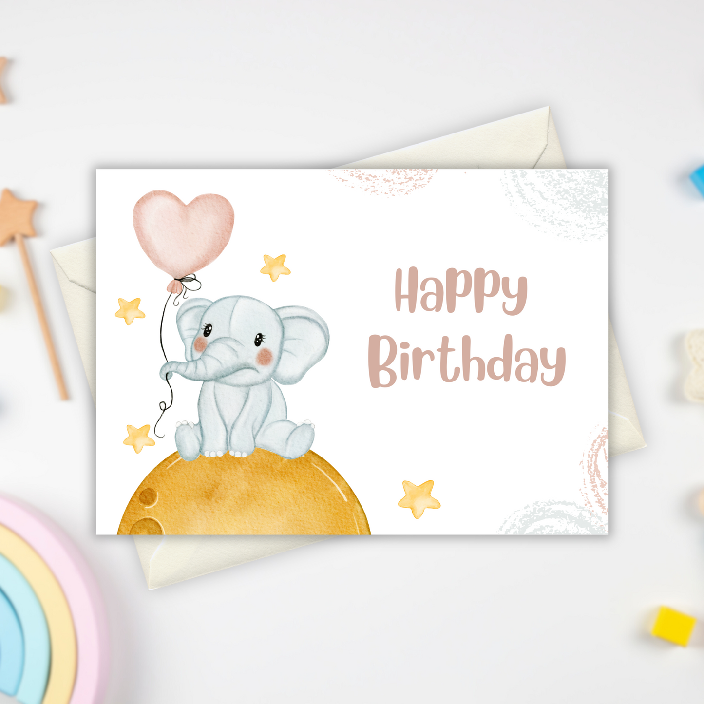 Printable Birthday Card - Baby Elephant