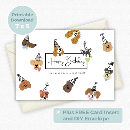 Printable Birthday Card - Cute Dogs