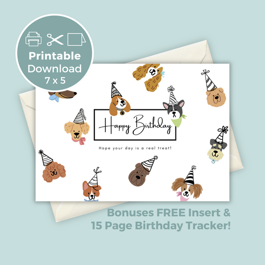 Printable Birthday Card - Cute Dogs