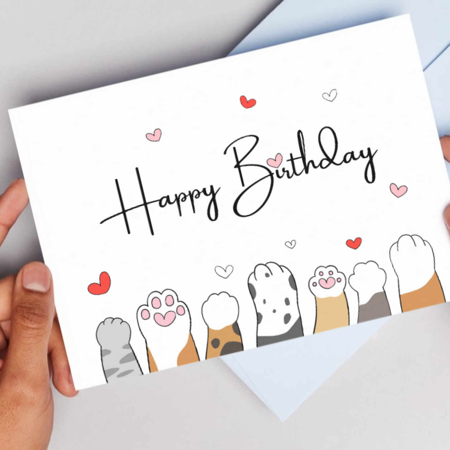 Printable Birthday Card - Cat Paws