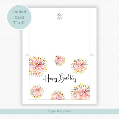Printable Birthday Card - Abstract Flowers
