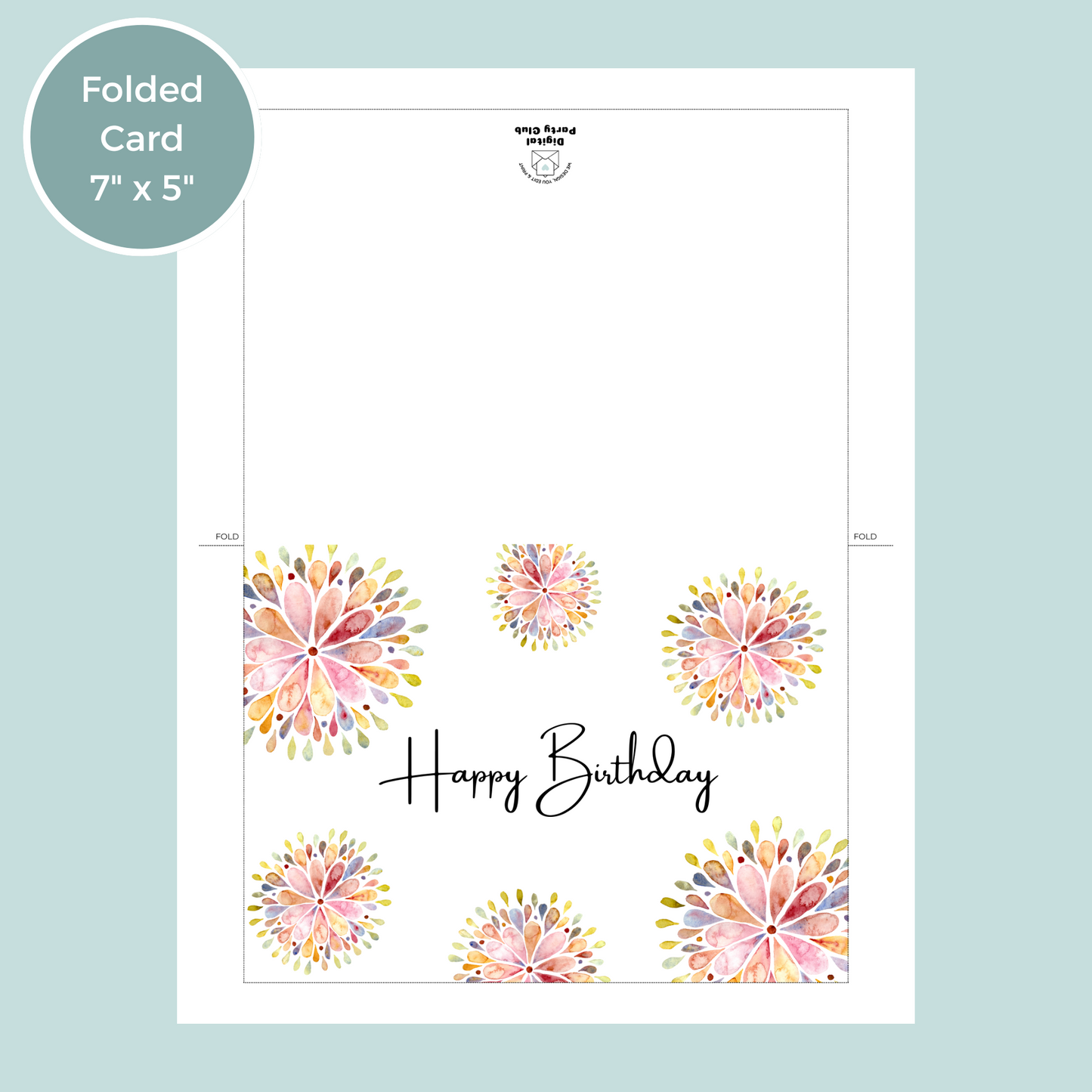 Printable Birthday Card - Abstract Flowers