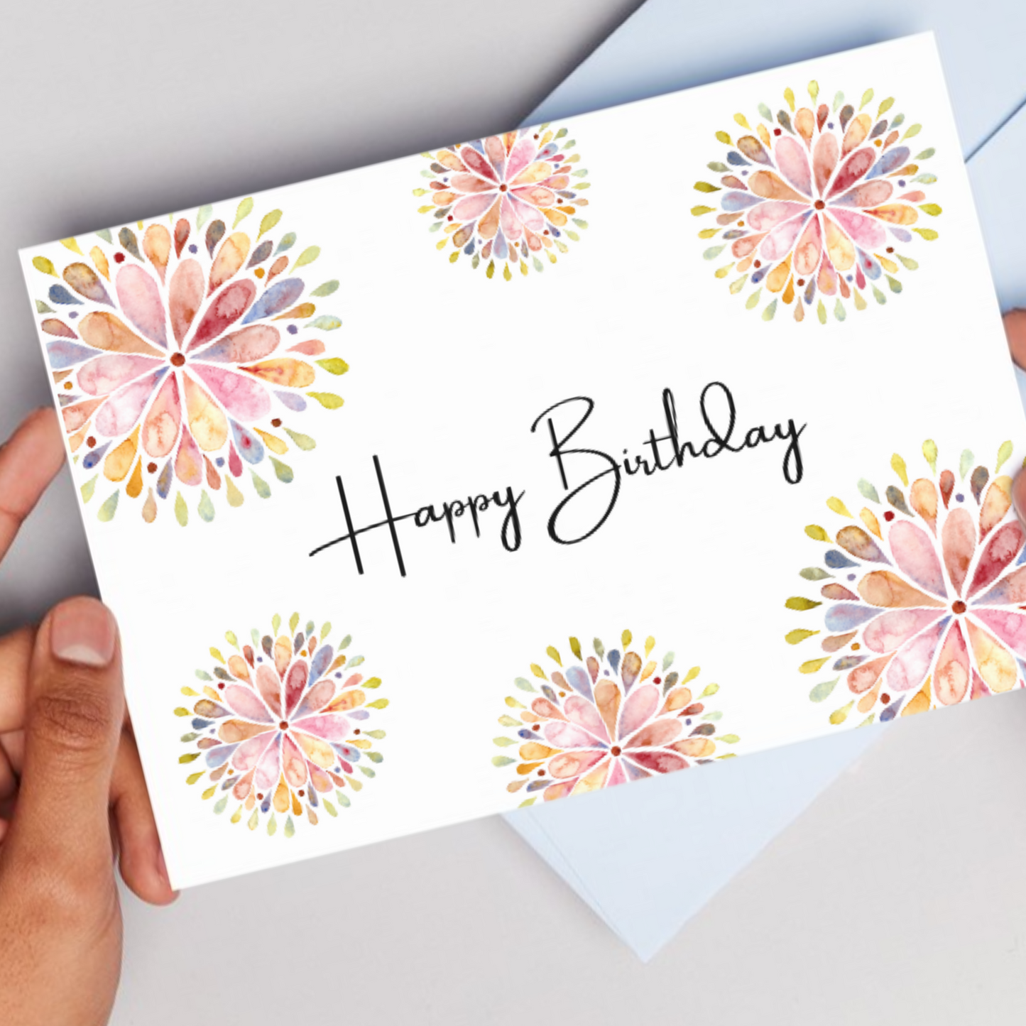 Printable Birthday Card - Abstract Flowers