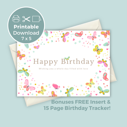 Printable Birthday Card - Butterflies