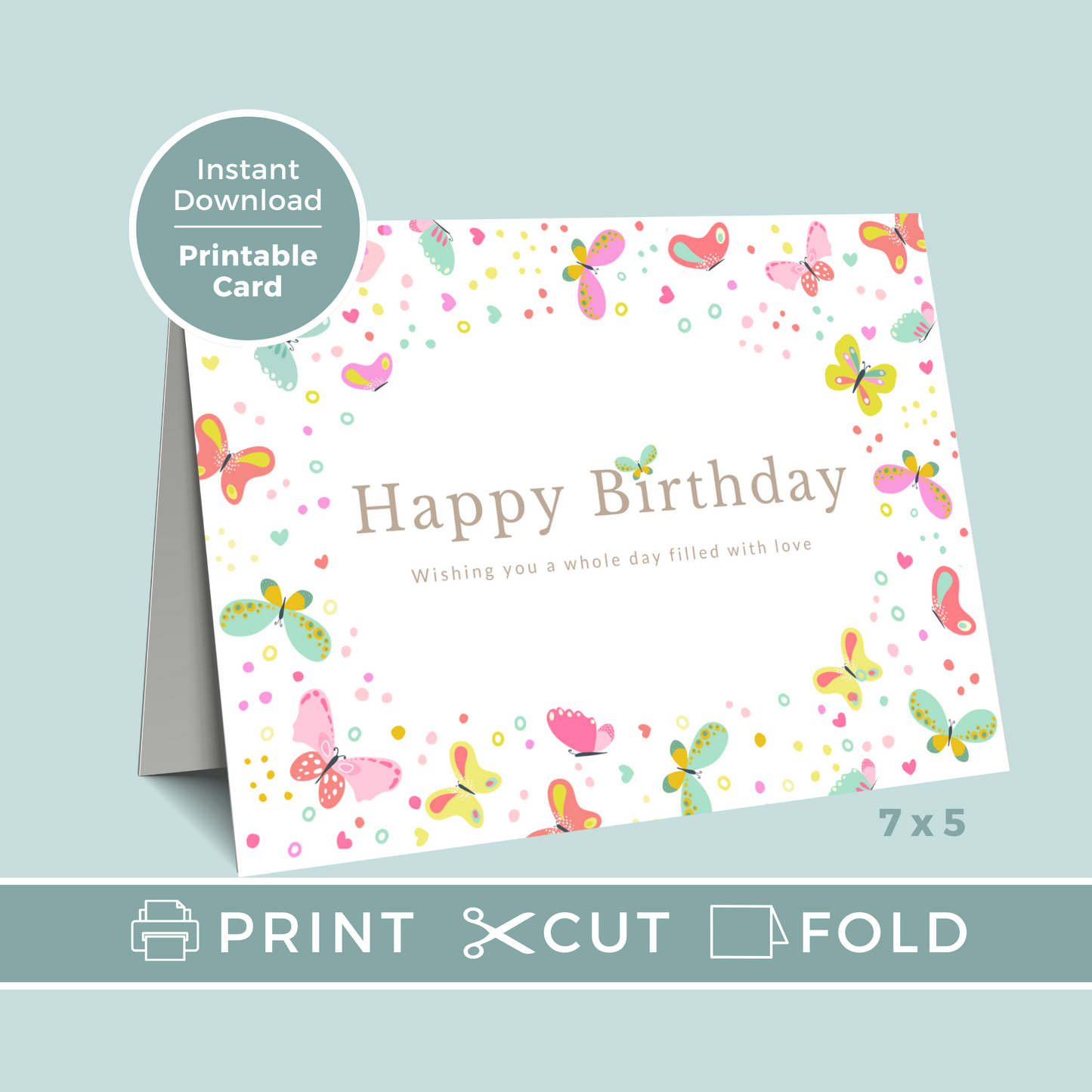 Printable Birthday Card - Butterflies