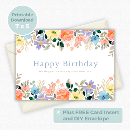 Printable Birthday Card - Flowers