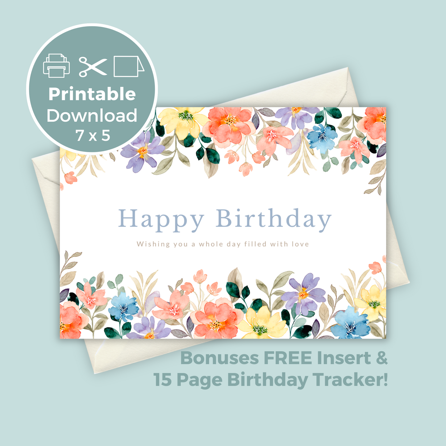 Printable Birthday Card - Flowers