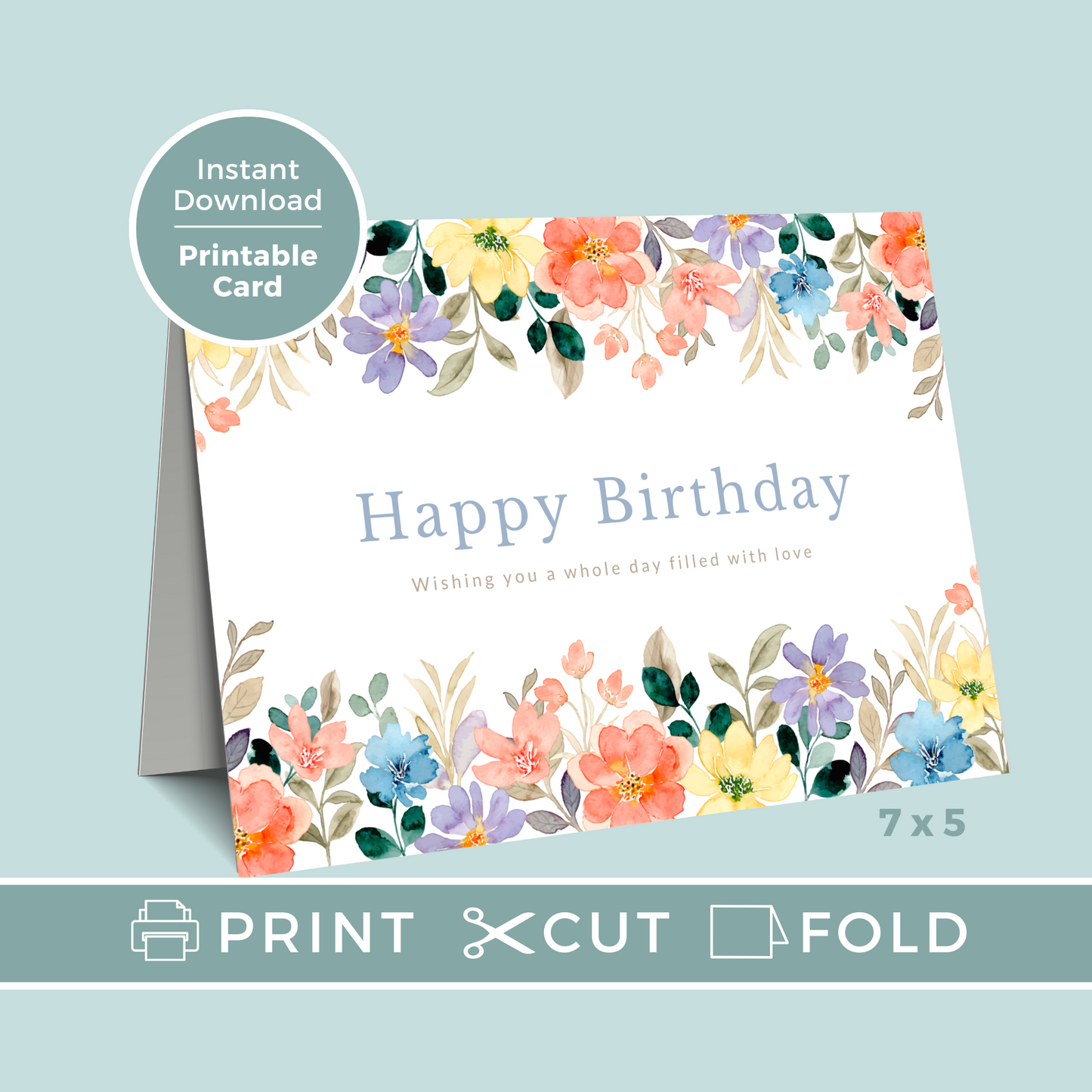 Printable Birthday Card - Flowers