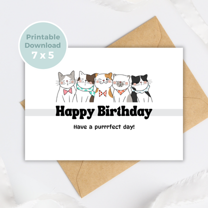 Printable Birthday Card - Purrfect