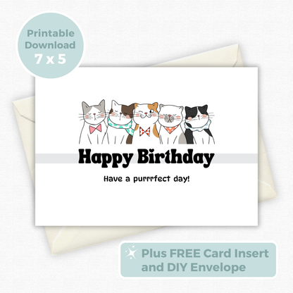 Printable Birthday Card - Purrfect