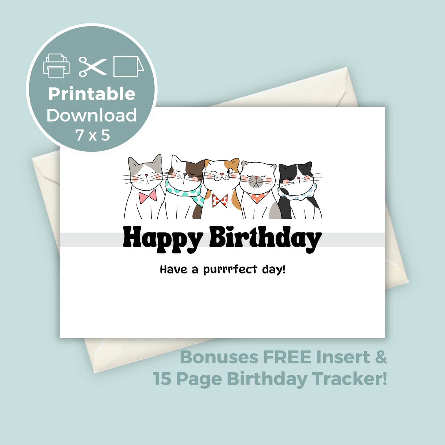 Printable Birthday Card - Purrfect