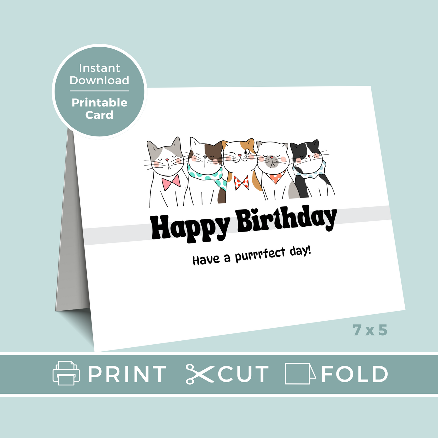 Printable Birthday Card - Purrfect