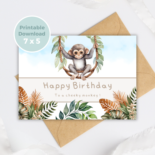 Printable Birthday Card - Cheeky Monkey