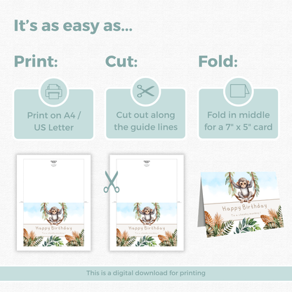 Printable Birthday Card - Cheeky Monkey