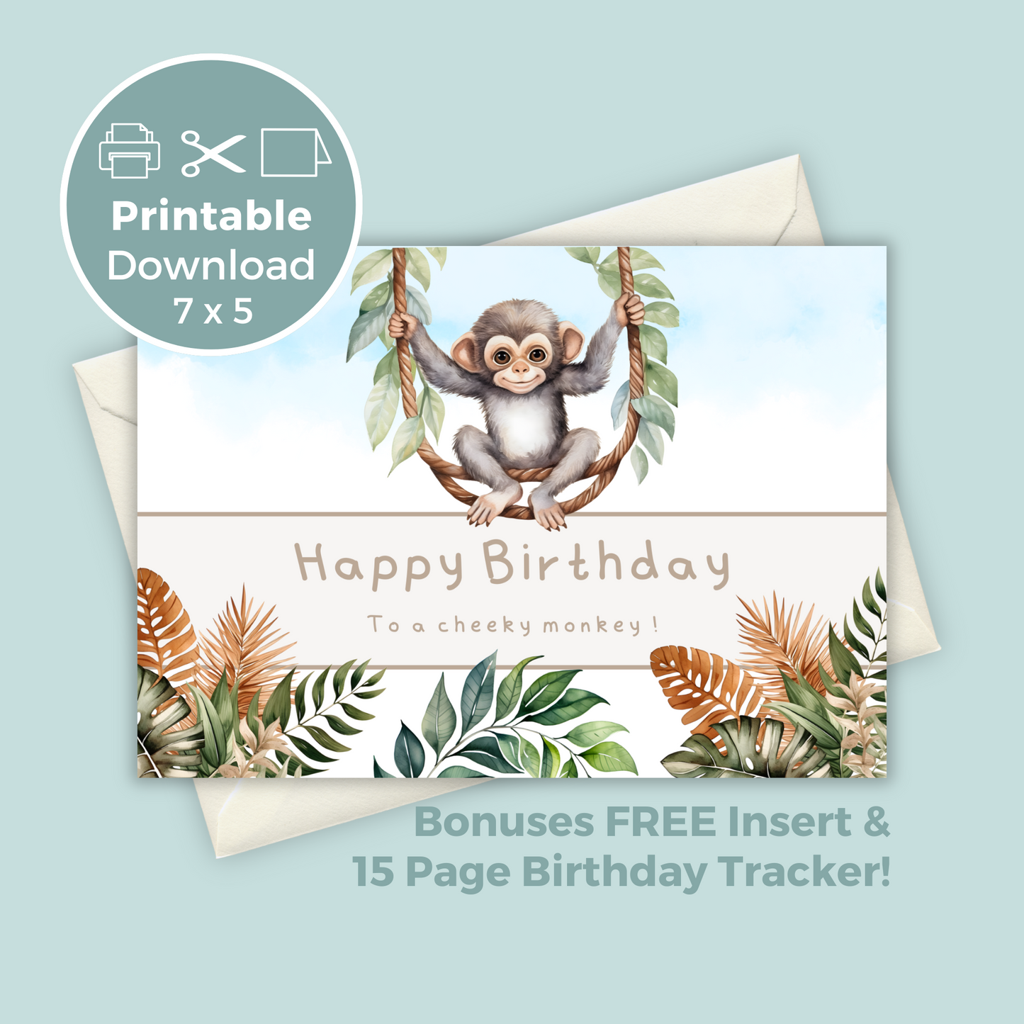 Printable Birthday Card - Cheeky Monkey