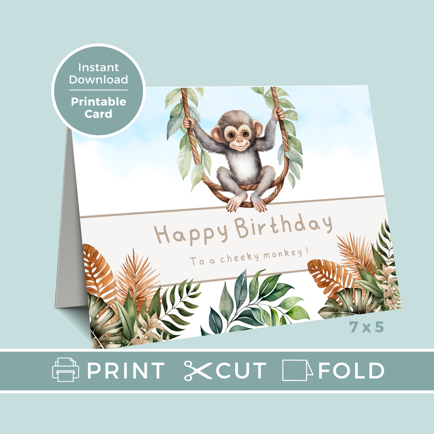 Printable Birthday Card - Cheeky Monkey