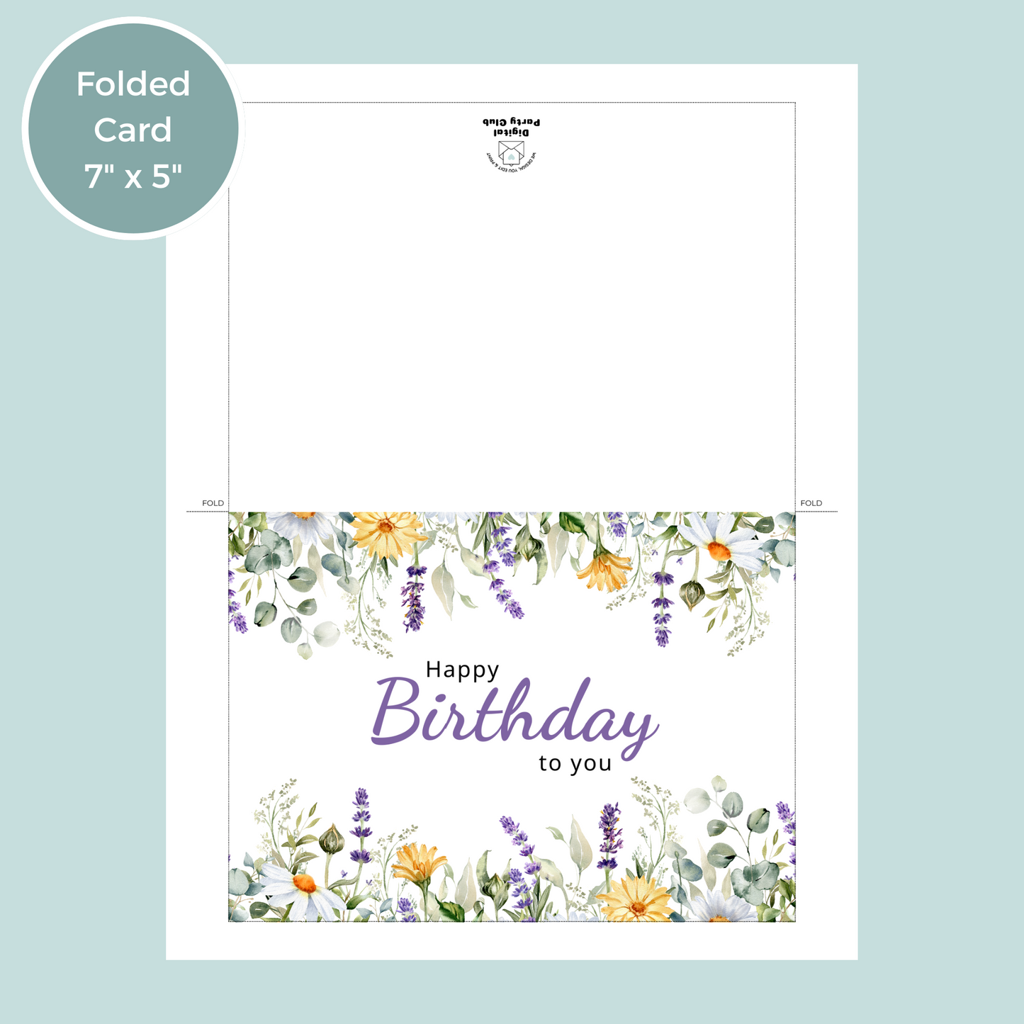 Printable Birthday Card - Purple Flowers