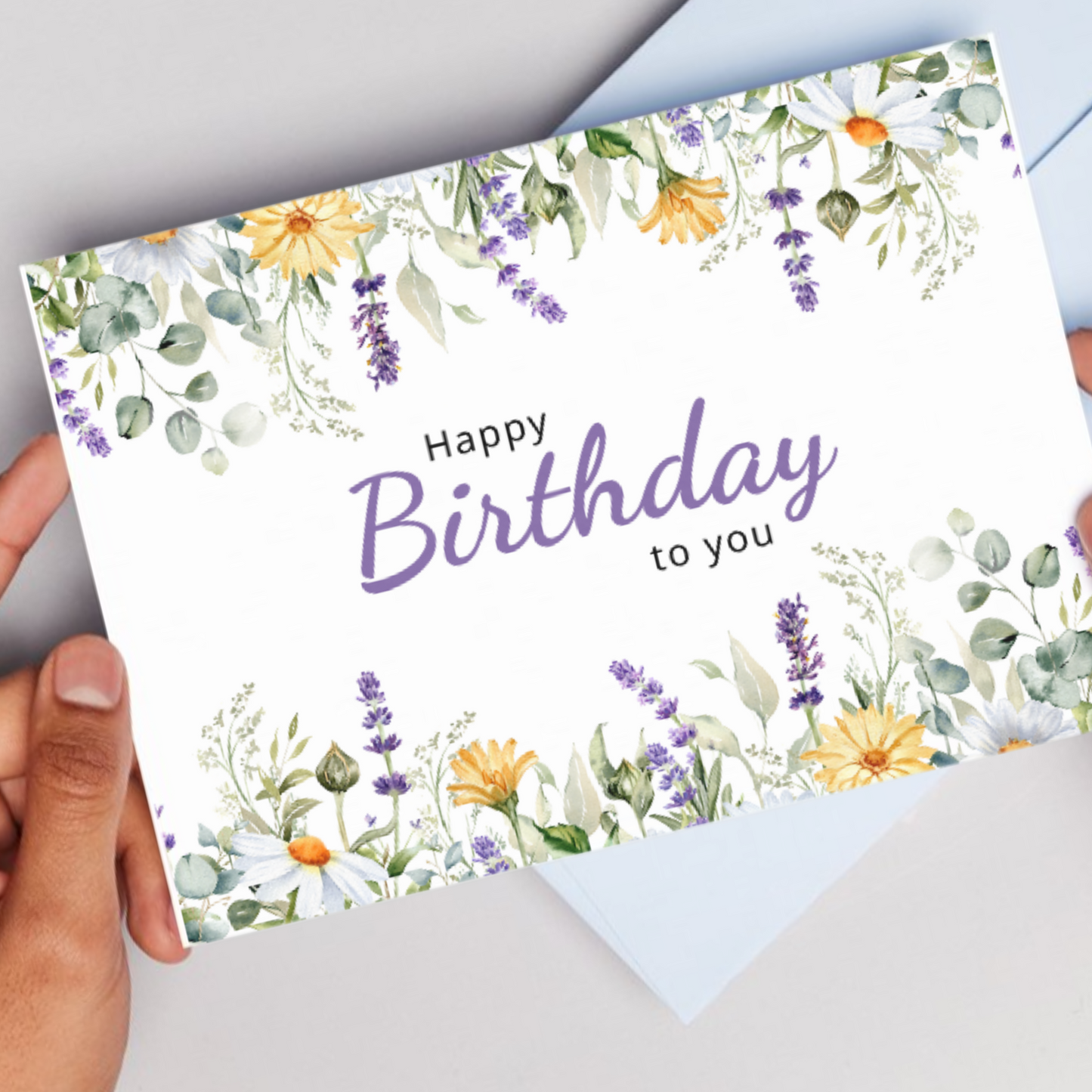 Printable Birthday Card - Purple Flowers