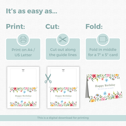 Printable Birthday Card - Pretty Flowers