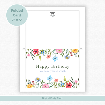 Printable Birthday Card - Pretty Flowers