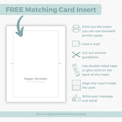 Printable Birthday Card - Pretty Flowers
