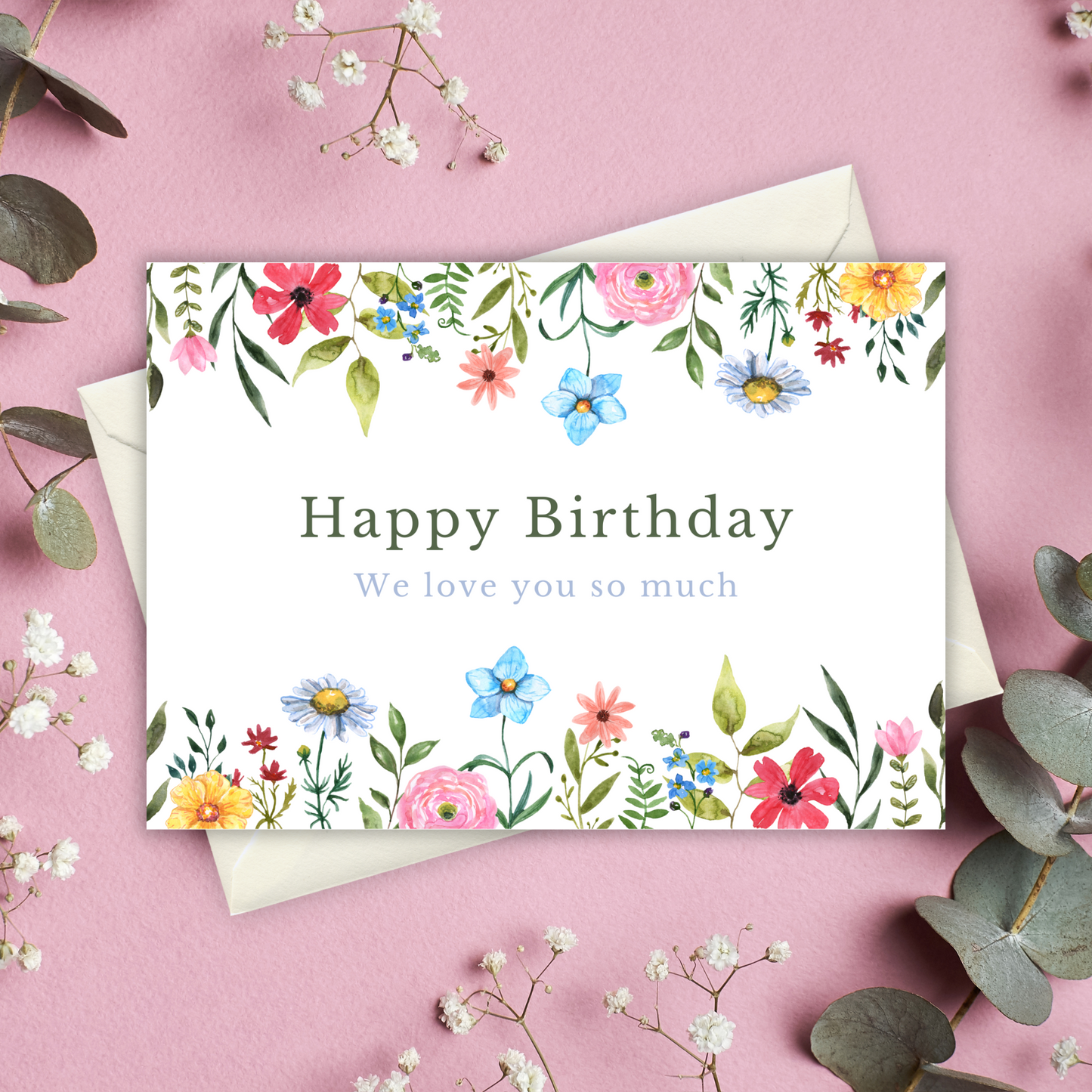 Printable Birthday Card - Pretty Flowers