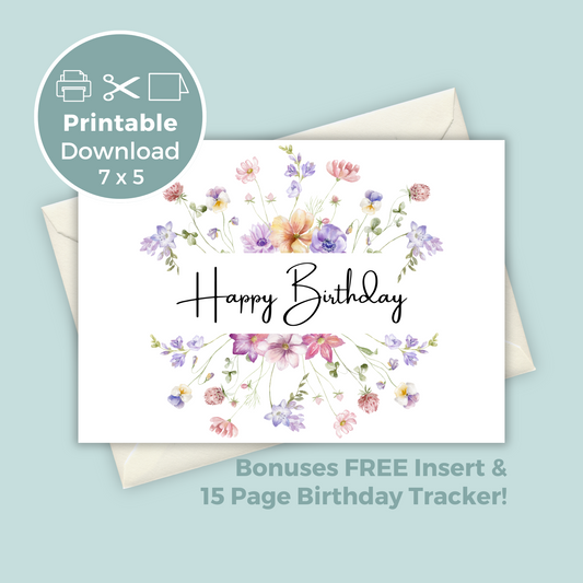 Printable Birthday Card - Wild Flowers