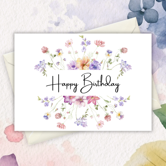 Printable Birthday Card - Wild Flowers