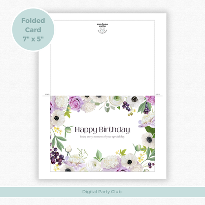 Printable Birthday Card - Purple Flower