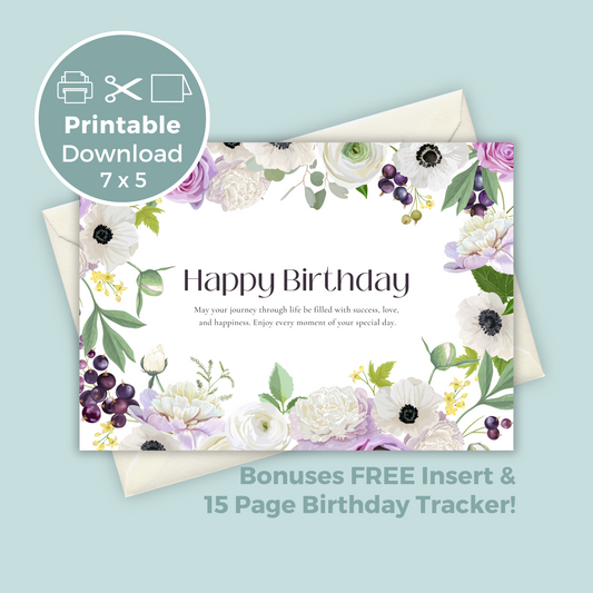 Printable Birthday Card - Purple Flower