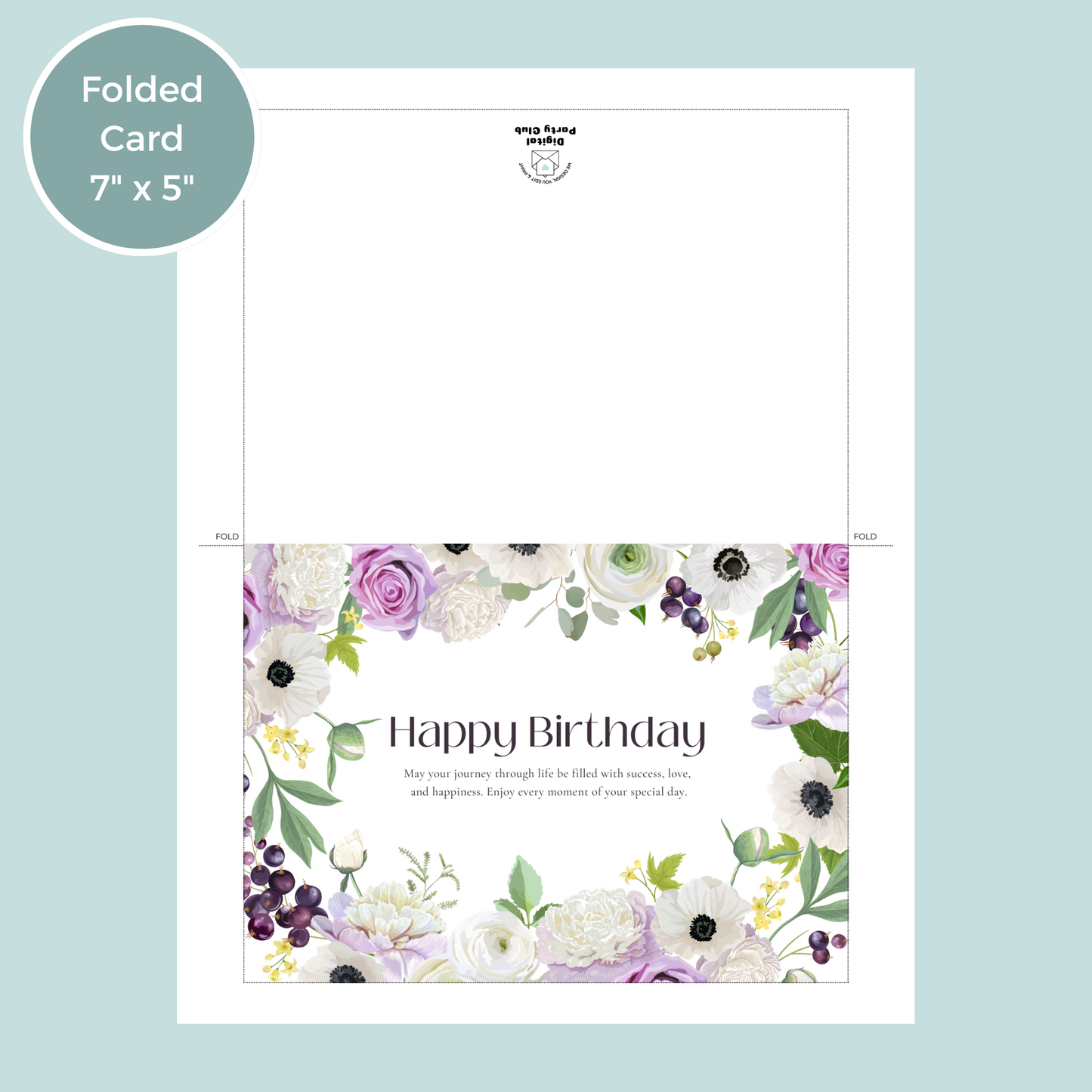 Printable Birthday Card - Purple Flower