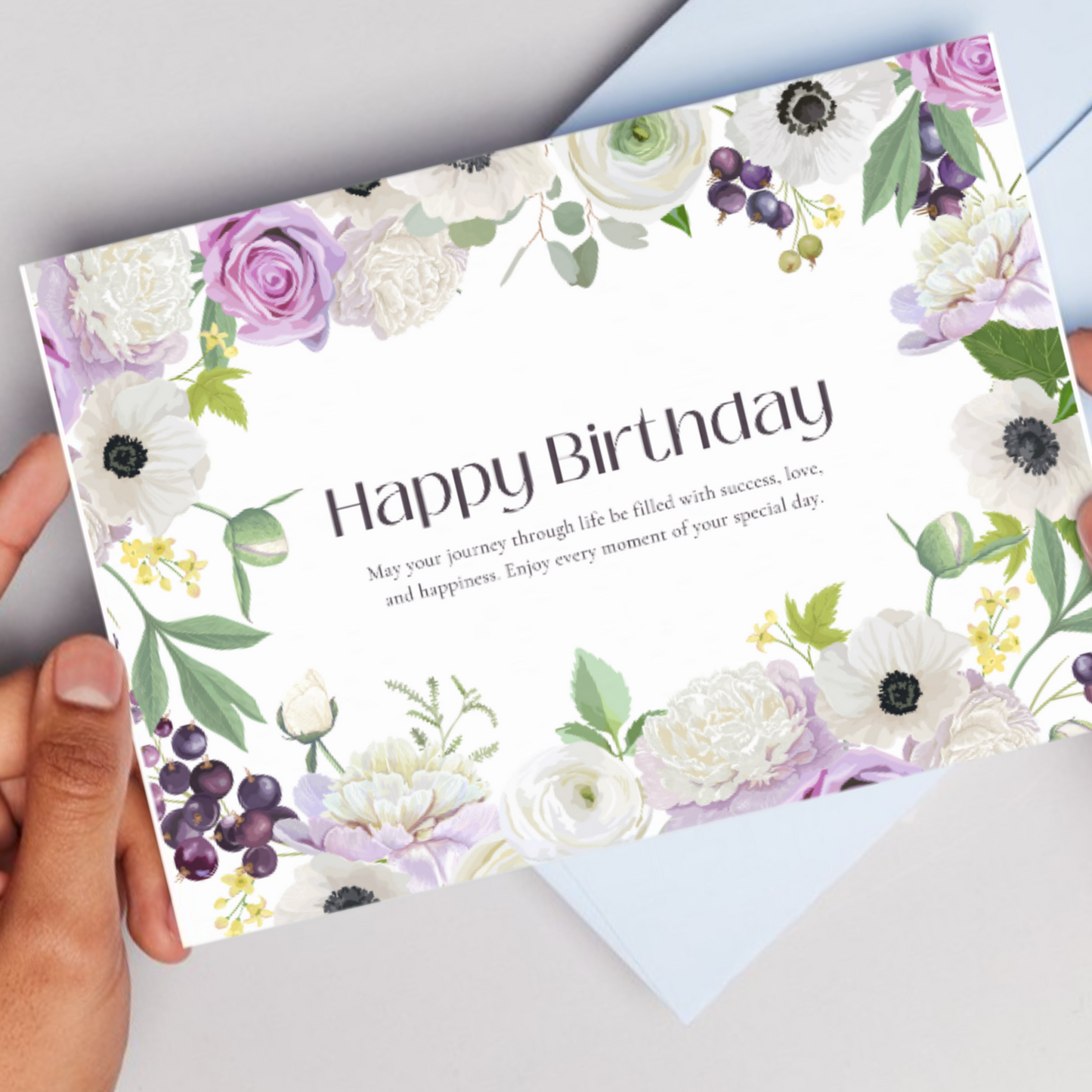 Printable Birthday Card - Purple Flower