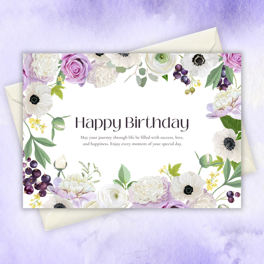 Printable Birthday Card - Purple Flower
