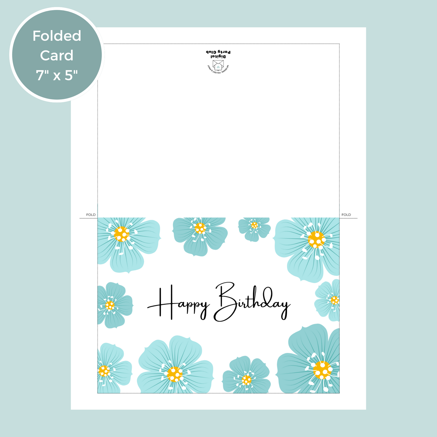 Printable Birthday Card - Blue Flower