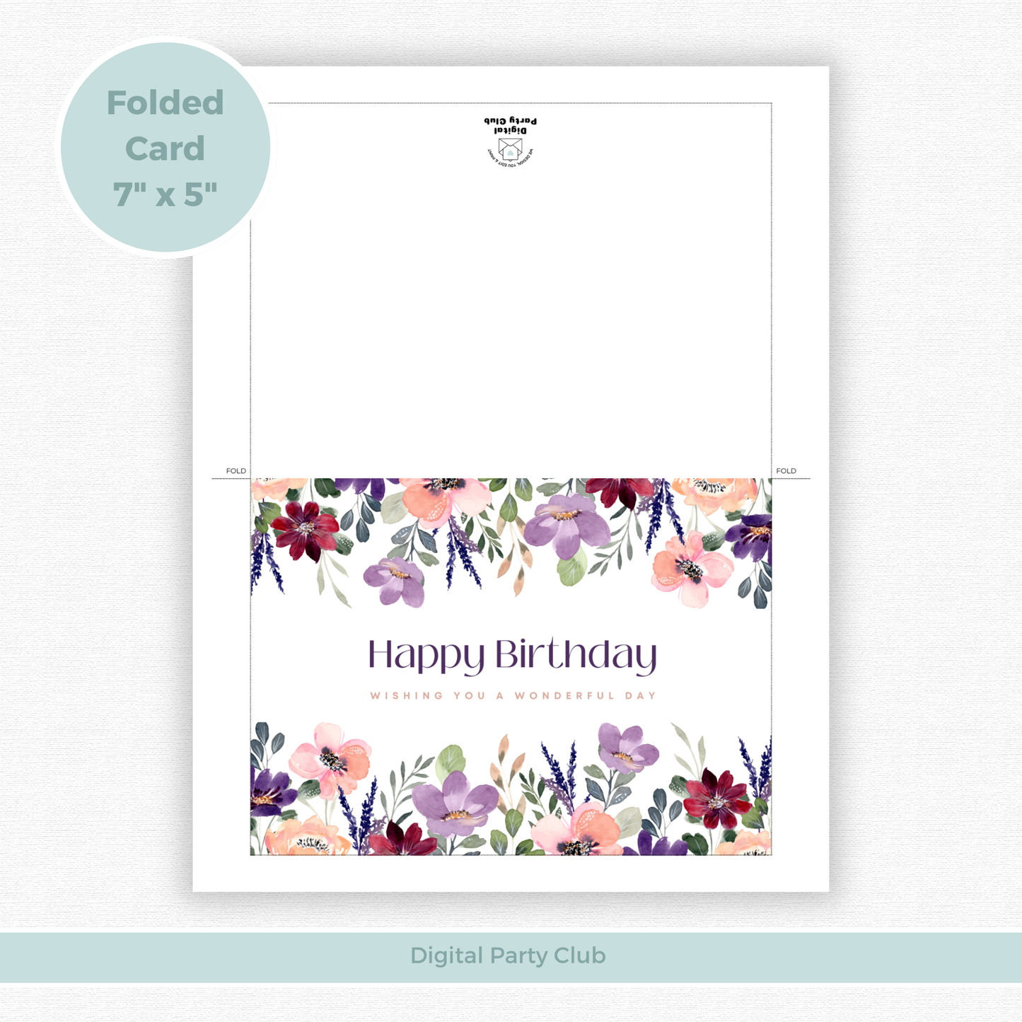 Printable Birthday Card - Purple Flower