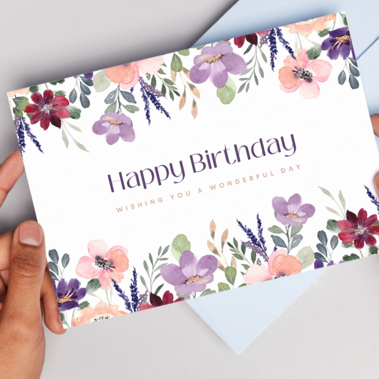 Printable Birthday Card - Purple Flower