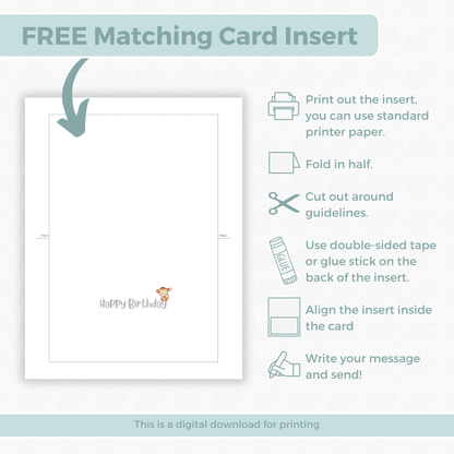 Printable Birthday Card - Safari Animals