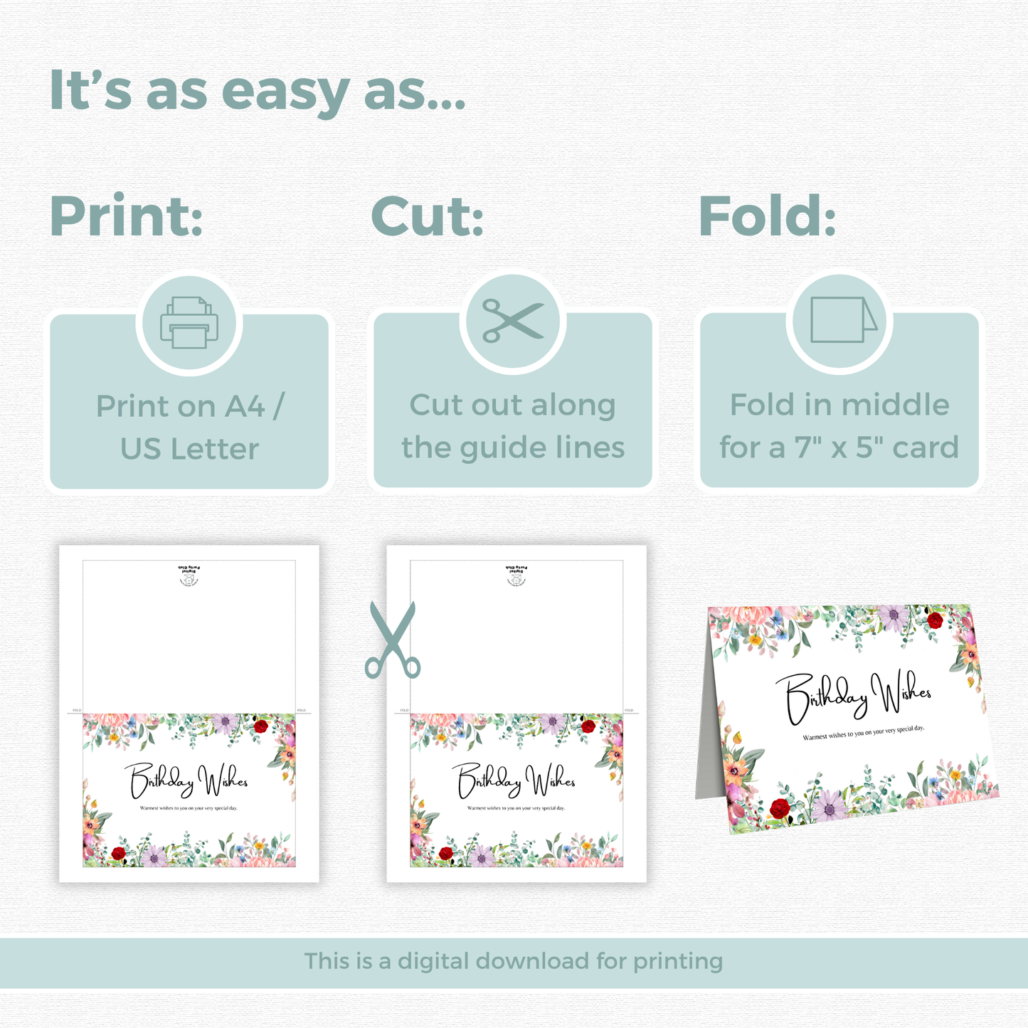 Printable Birthday Card - Floral