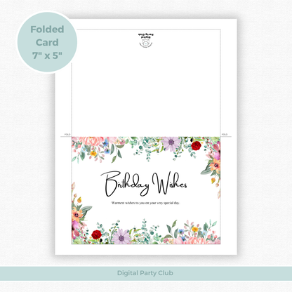 Printable Birthday Card - Floral