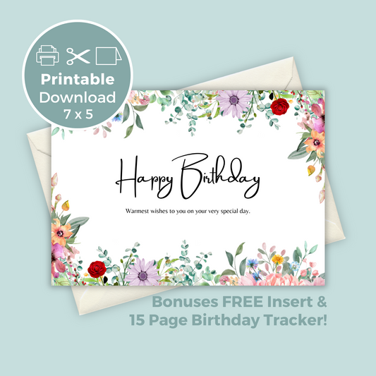 Printable Birthday Card - Floral