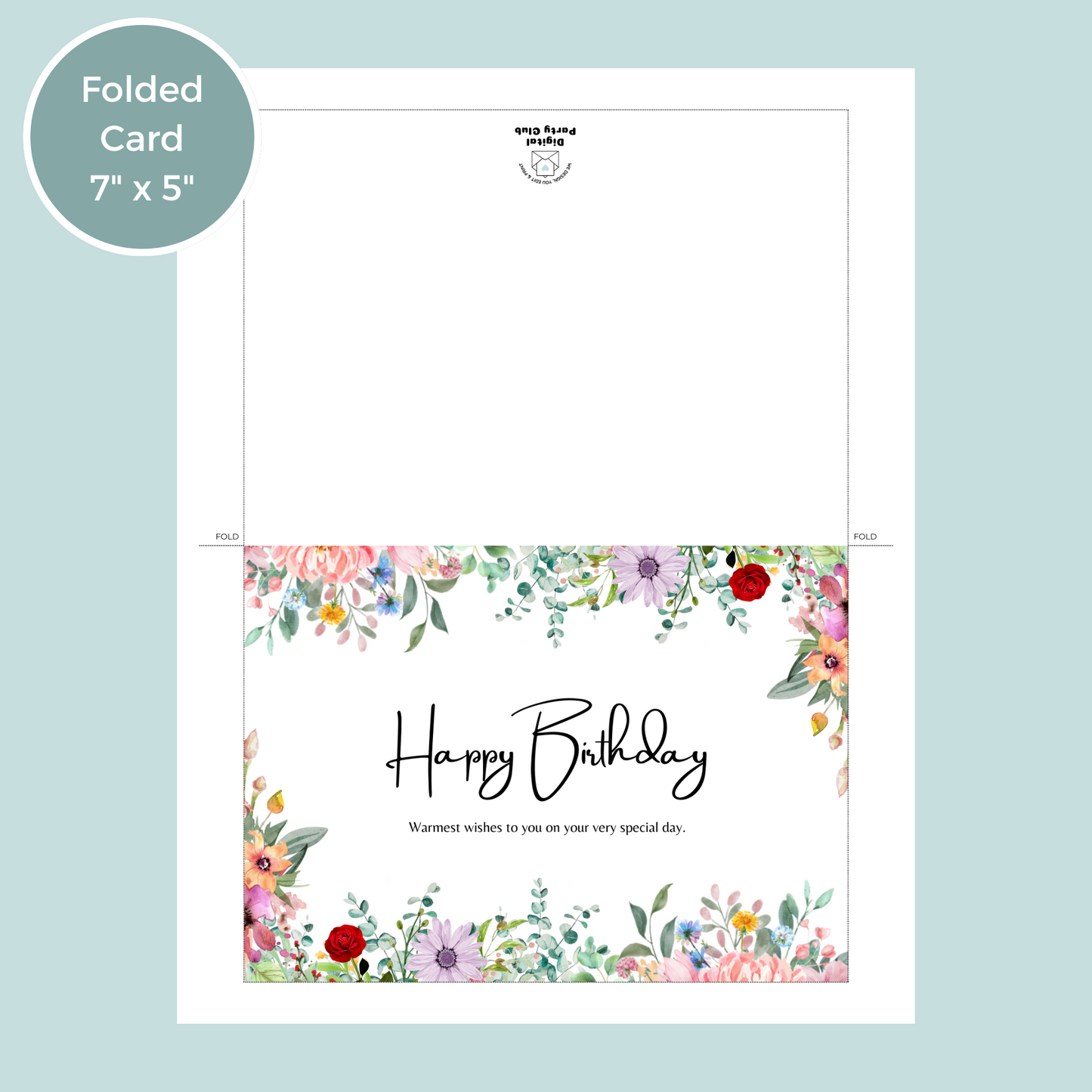 Printable Birthday Card - Floral