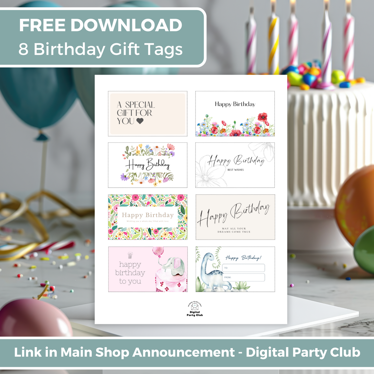 Printable Birthday Card - Tea Party