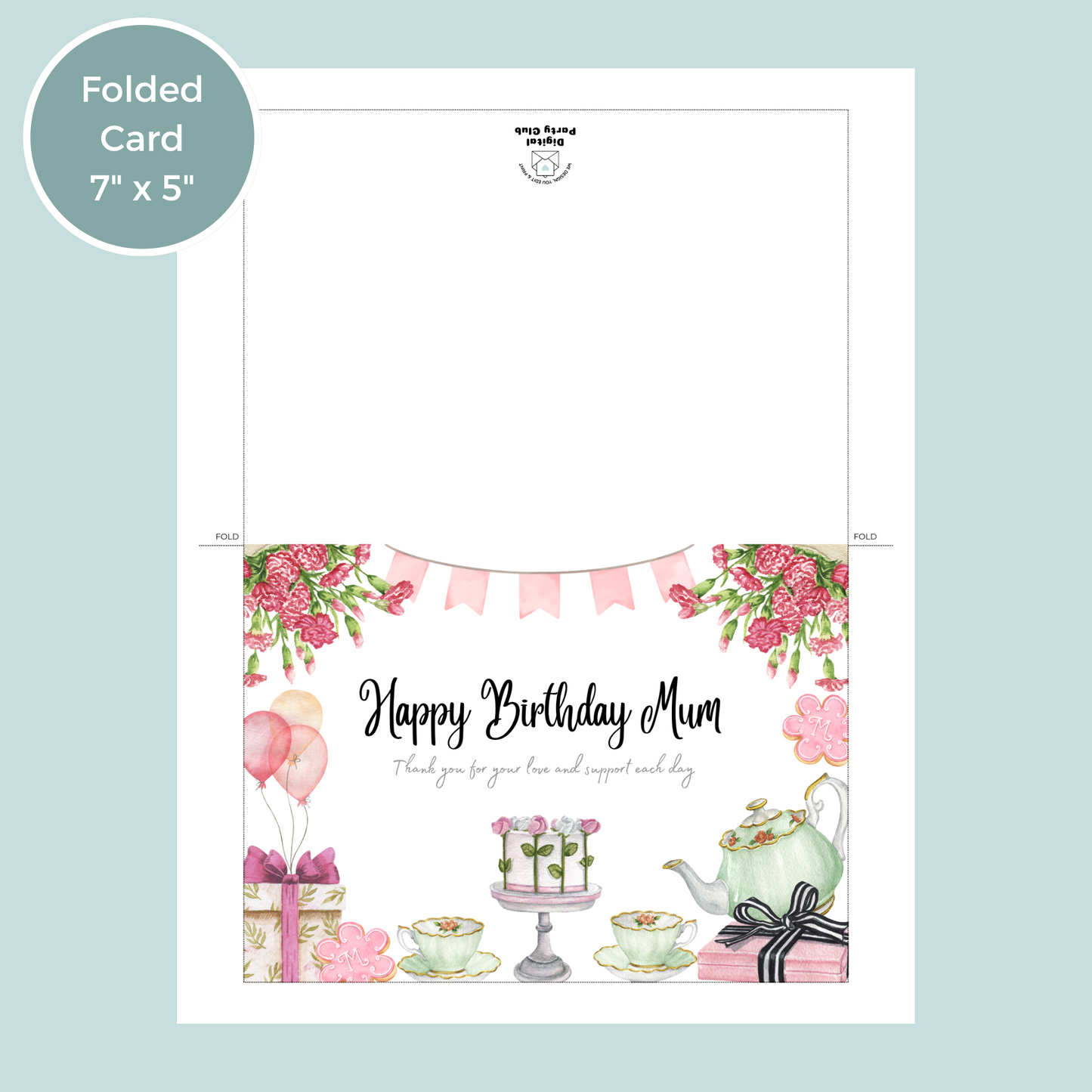 Printable Birthday Card - Tea Party