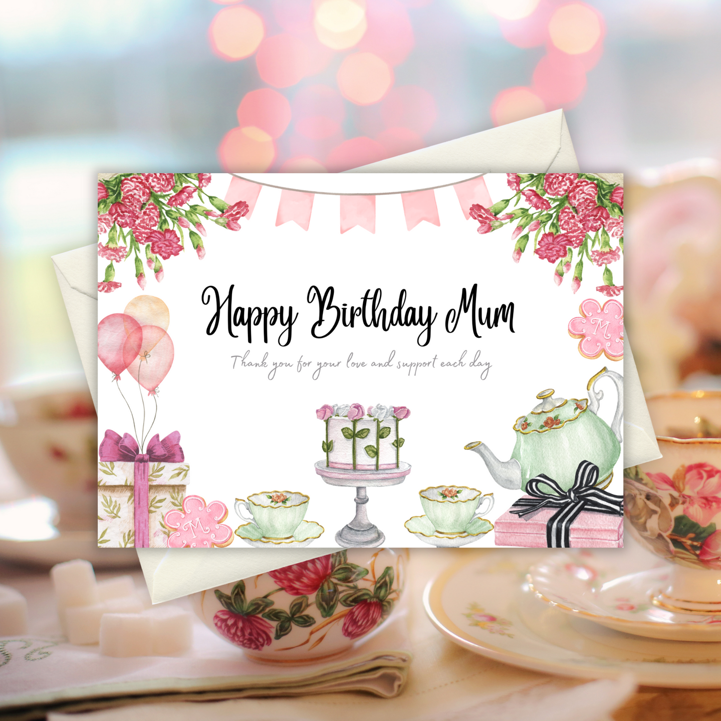 Printable Birthday Card - Tea Party