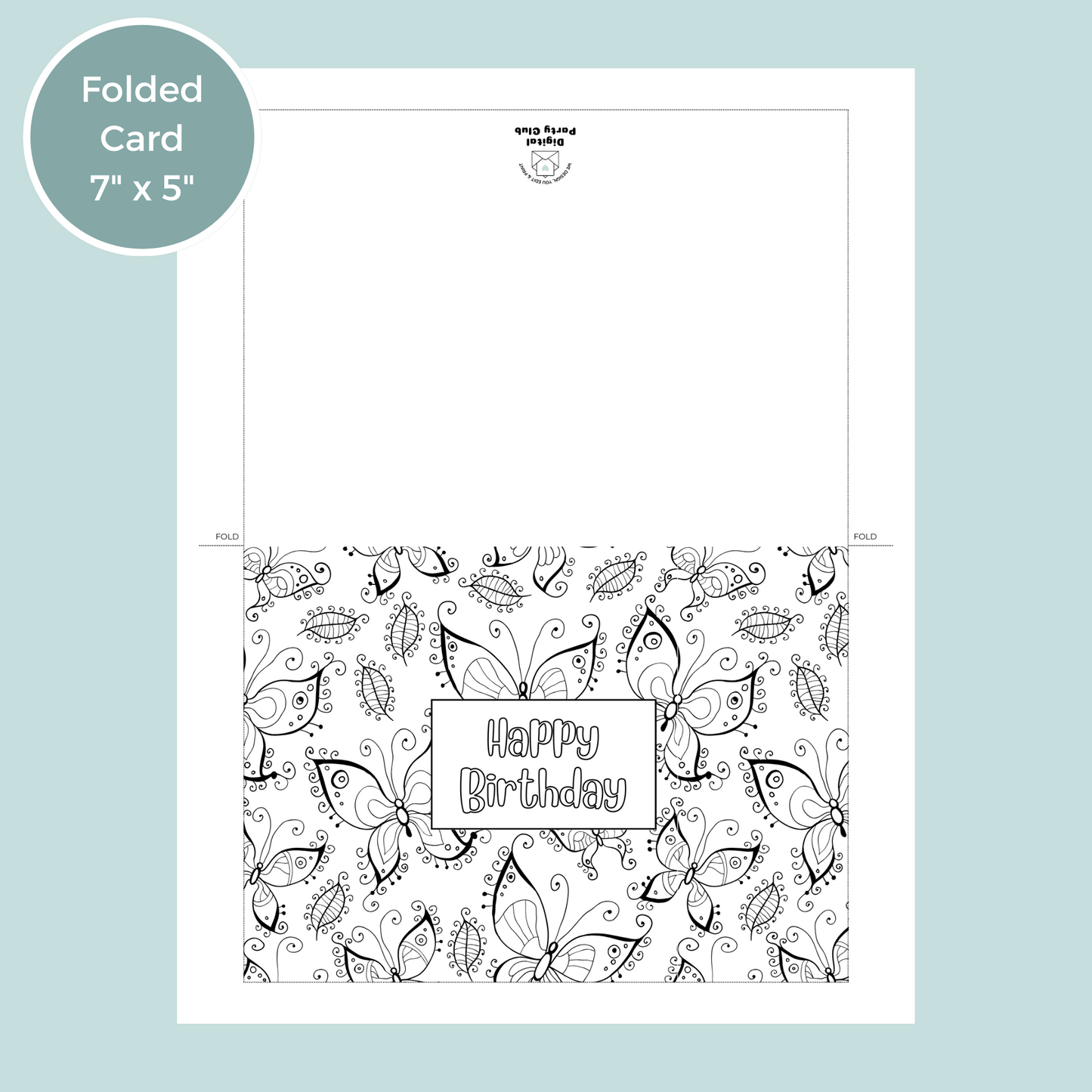 Printable Birthday Card - Colour In Butterfly