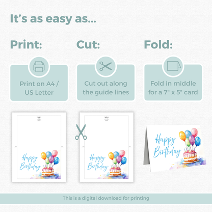 Printable Birthday Card - Floral