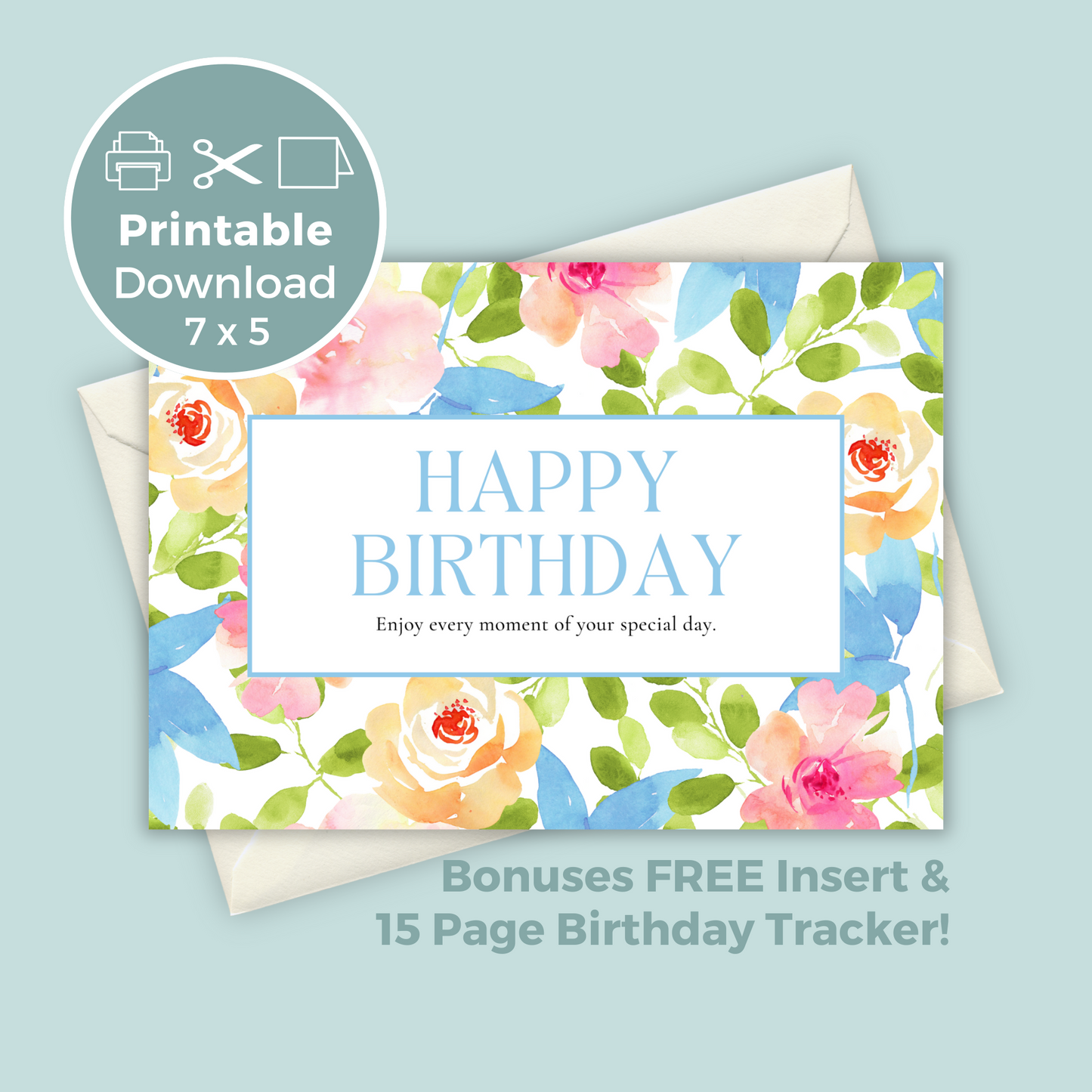 Printable Birthday Card - Floral