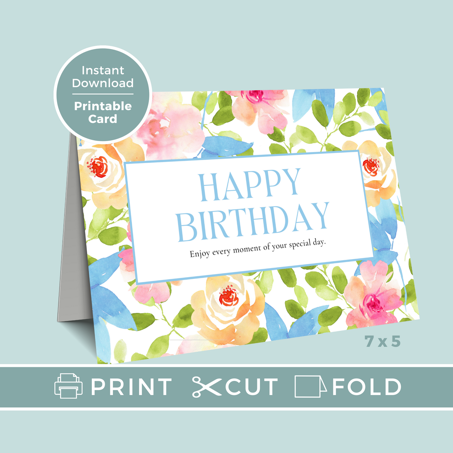 Printable Birthday Card - Floral